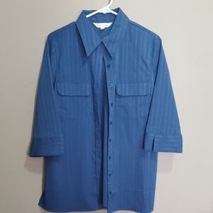 Tradition Blue Striped Button-Up Shirt Size 12